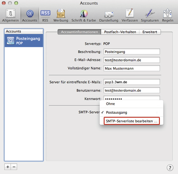 Abb. 2: SMTP-Server bearbeiten