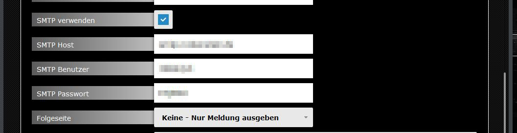 Abb. 5: Formular konfigurieren - SMTP-Einstellungen