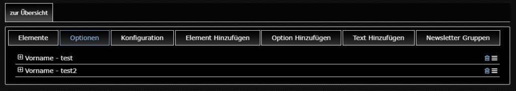 Abb. 1: Liste von Optionen