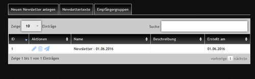 Abb. 1: Newsletter versenden - Übersicht