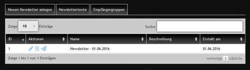 Abb. 1: Newsletter bearbeiten / löschen