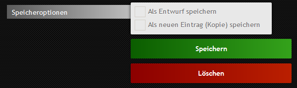 Abb. 3: Speisekarten anlegen - Speicheroptionen