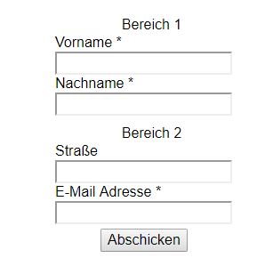 Abb. 3: Formular Ansicht – Formular in zwei Teile unterteilt